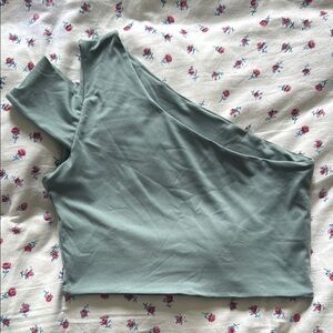 One-Shoulder Green Crop Top